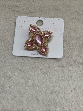 Gold-Tone Pink Crystal Floral Brooch - Sparkling Petal Pin